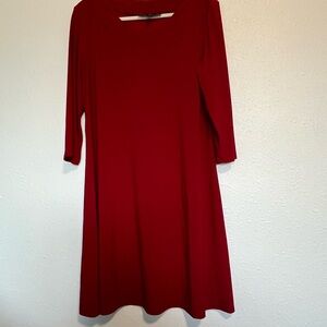 Women's Red Long-Sleeve A-Line Dress
